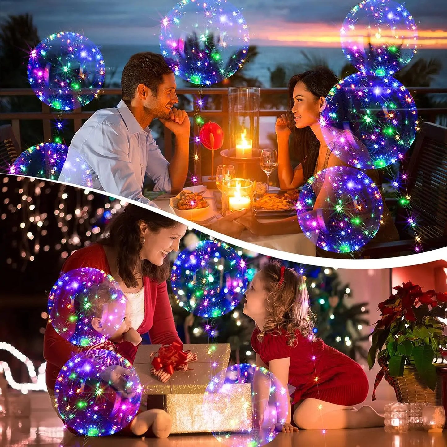 Transparent Balloons with LED String Lights 3M Bubble Balloon Decoration 