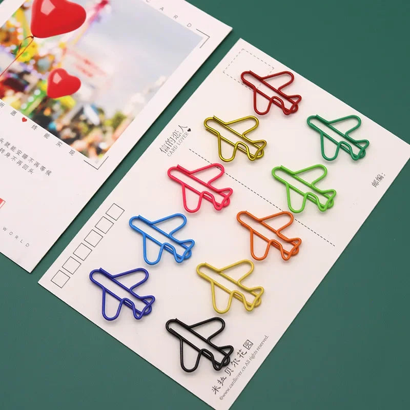 Clips de papel de Metal en forma de avión para oficina, papelería escolar, 2,6