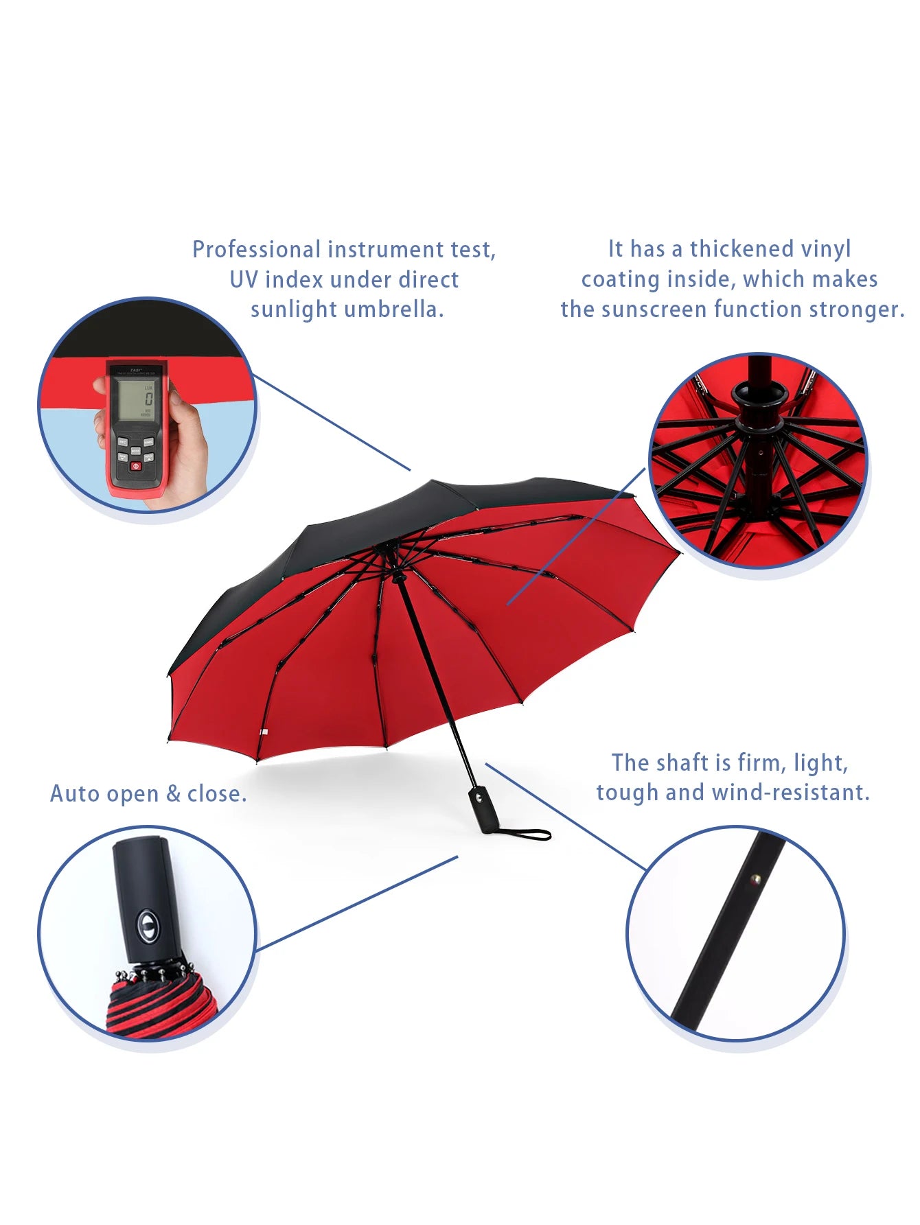 Heavy Duty Windproof Double Layer Fully Automatic Umbrella 