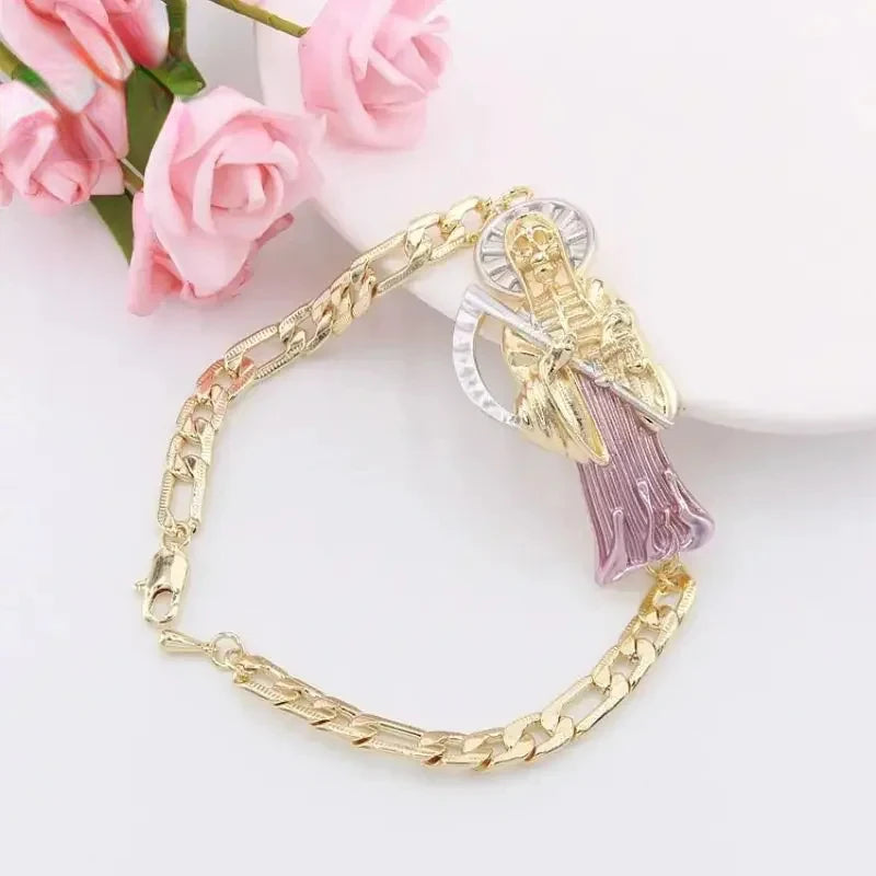 Pulsera de la suerte para hombre, joyería de Oro Laminado, pulsera religiosa de