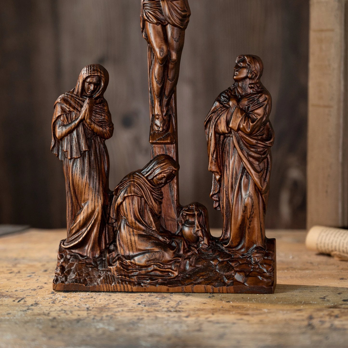 Catholic scene of Jesus and crucifix, ornaments, Jesus was crucified, decoration 