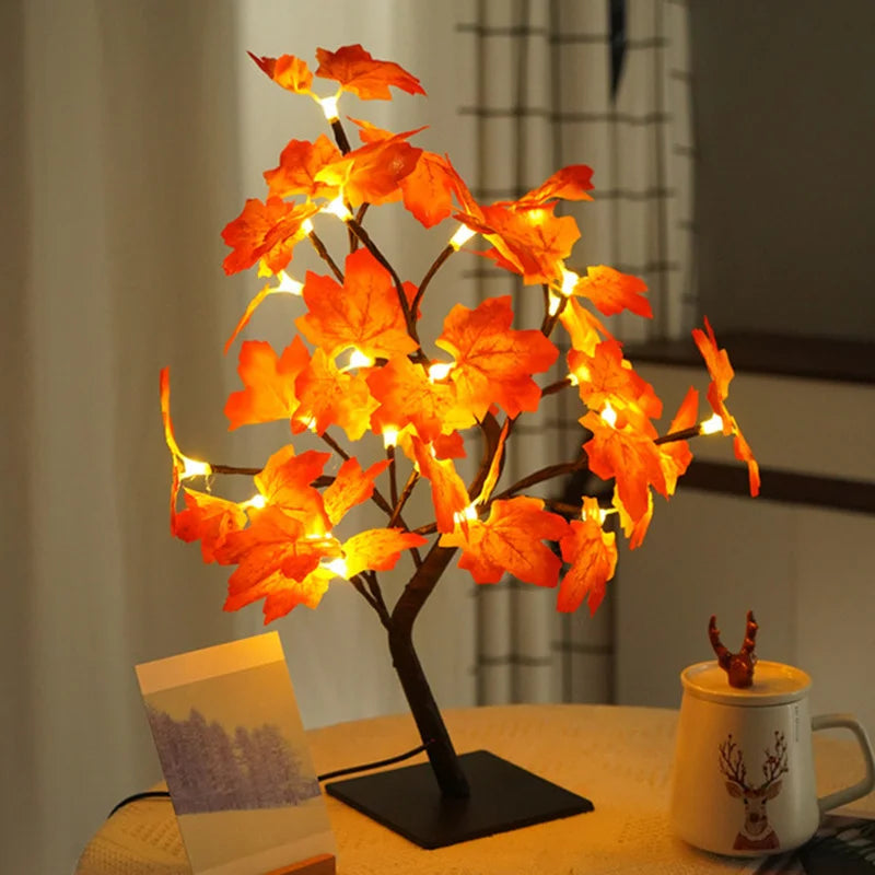 Lámpara LED de mesa de flores rosas, luces de hadas de árbol de Navidad USB, luces nocturnas, decoración de dormitorio de boda, Fiesta en casa, regalo del Día de la madre