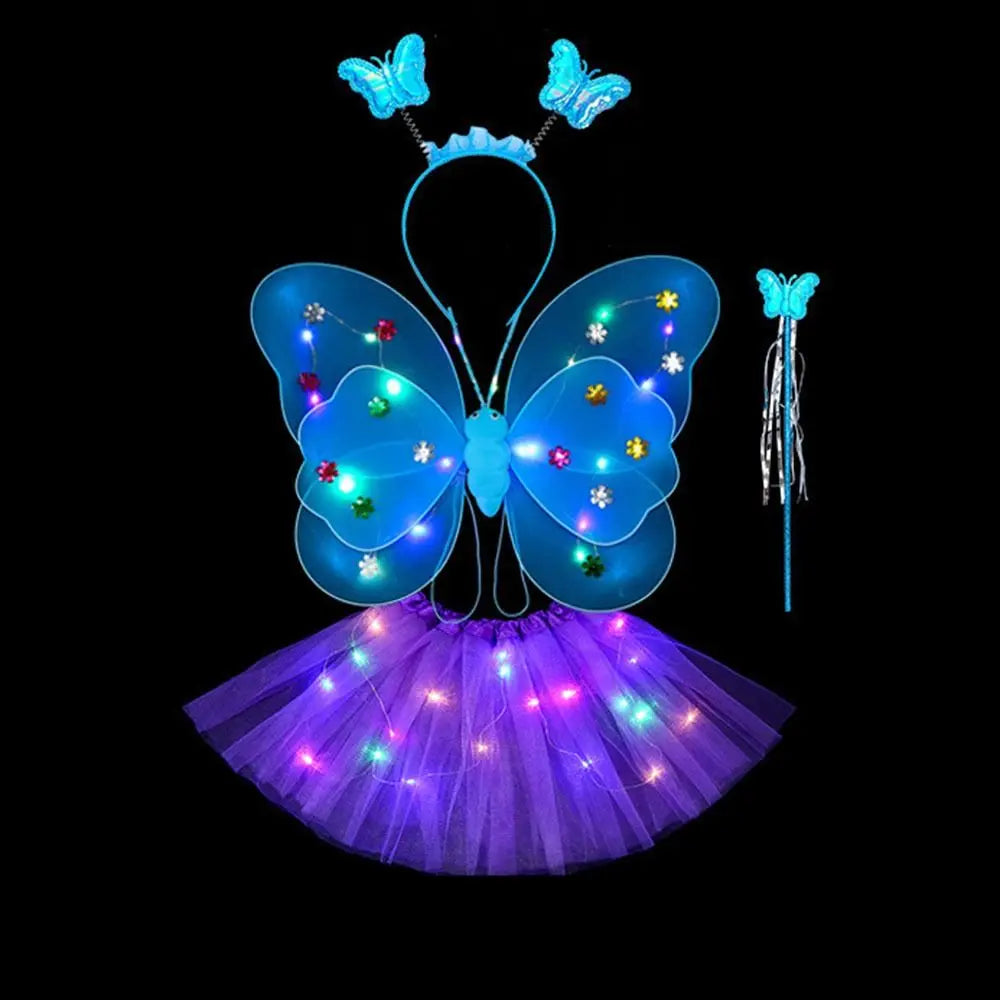 Kids Girls LED Costume Accessories Angel Skirts Luminous Wings 