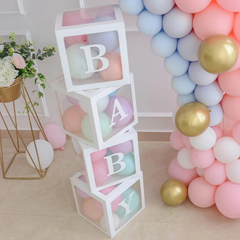 Transparent Letter Balloons Box Baby Shower Birthday Decoration 