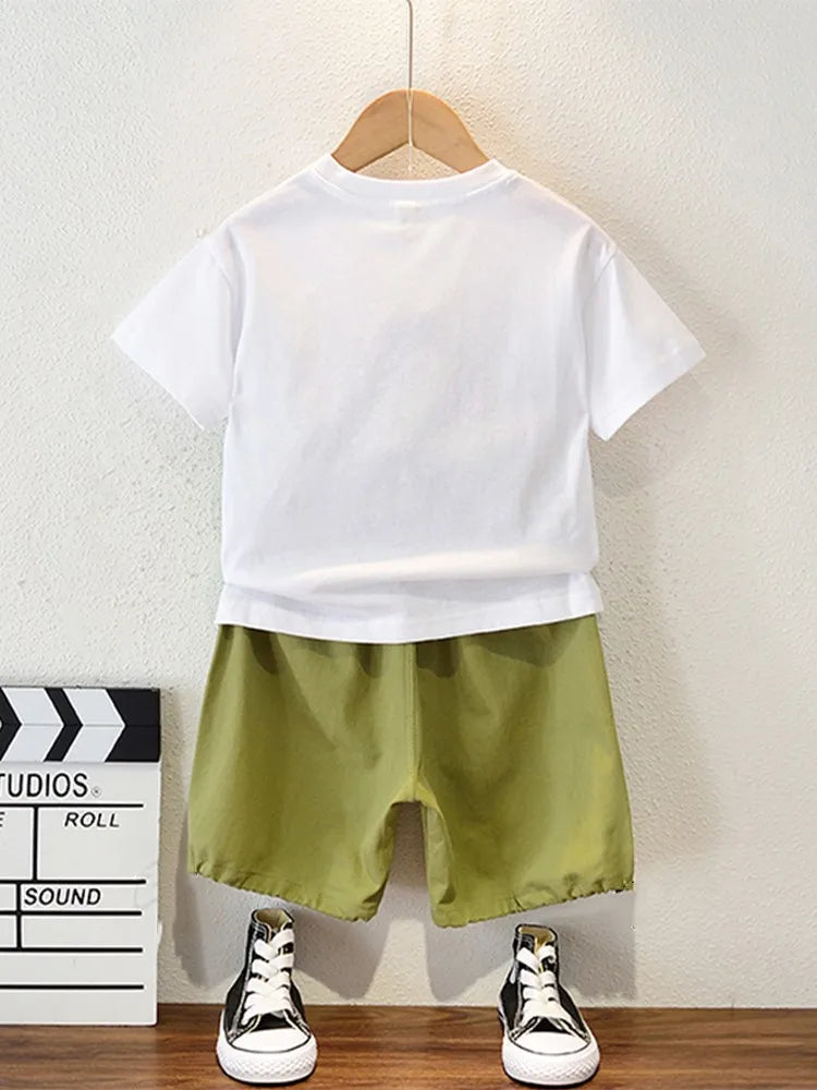 Conjunto de ropa de algodón puro para Bebé y Niño, conjunto de 2 piezas de ma