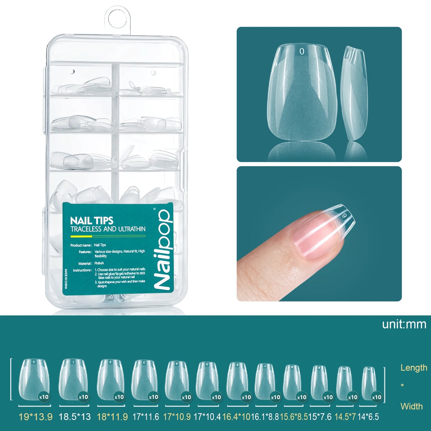 Nailpop-Uñas acrílicas de 120 piezas, cápsula falsa, almendra corta, ataúd cuadrado, extensión de uñas artificiales, puntas de Gel suave, accesorios, herramientas