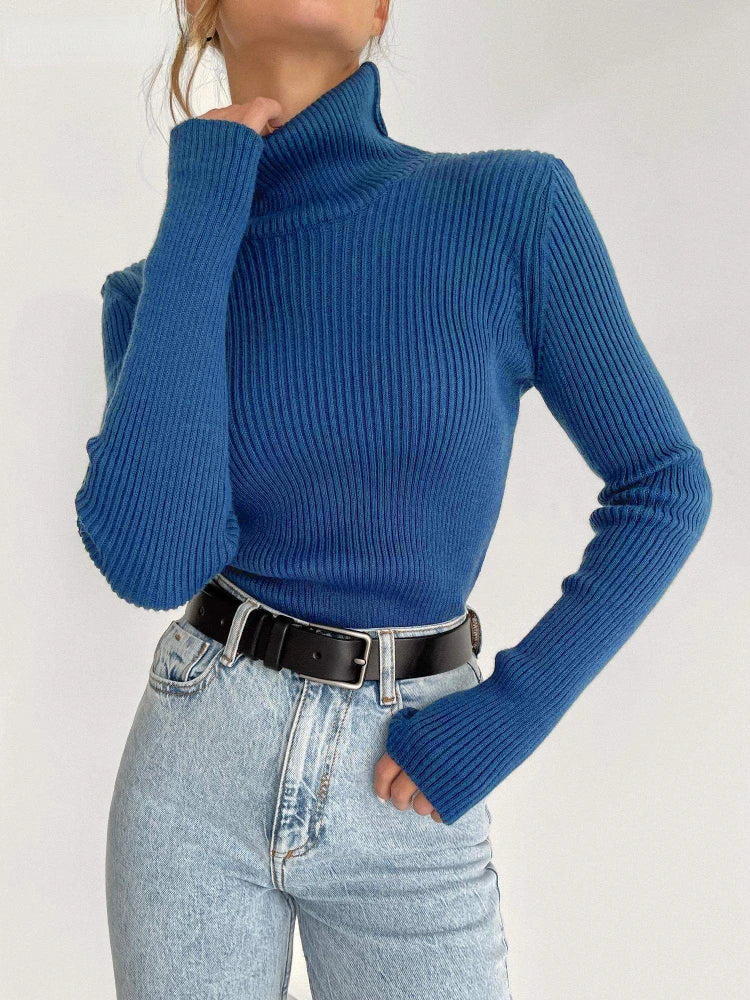 Bornladies Women Turtleneck Basic Sweaters Slim Tops Sweater 