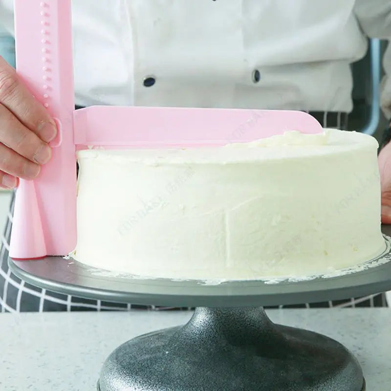 Aplanador de pasteles de altura ajustable, raspador de volteo de mantequilla y azúcar, herramienta de tratamiento de superficie de pastel para hornear