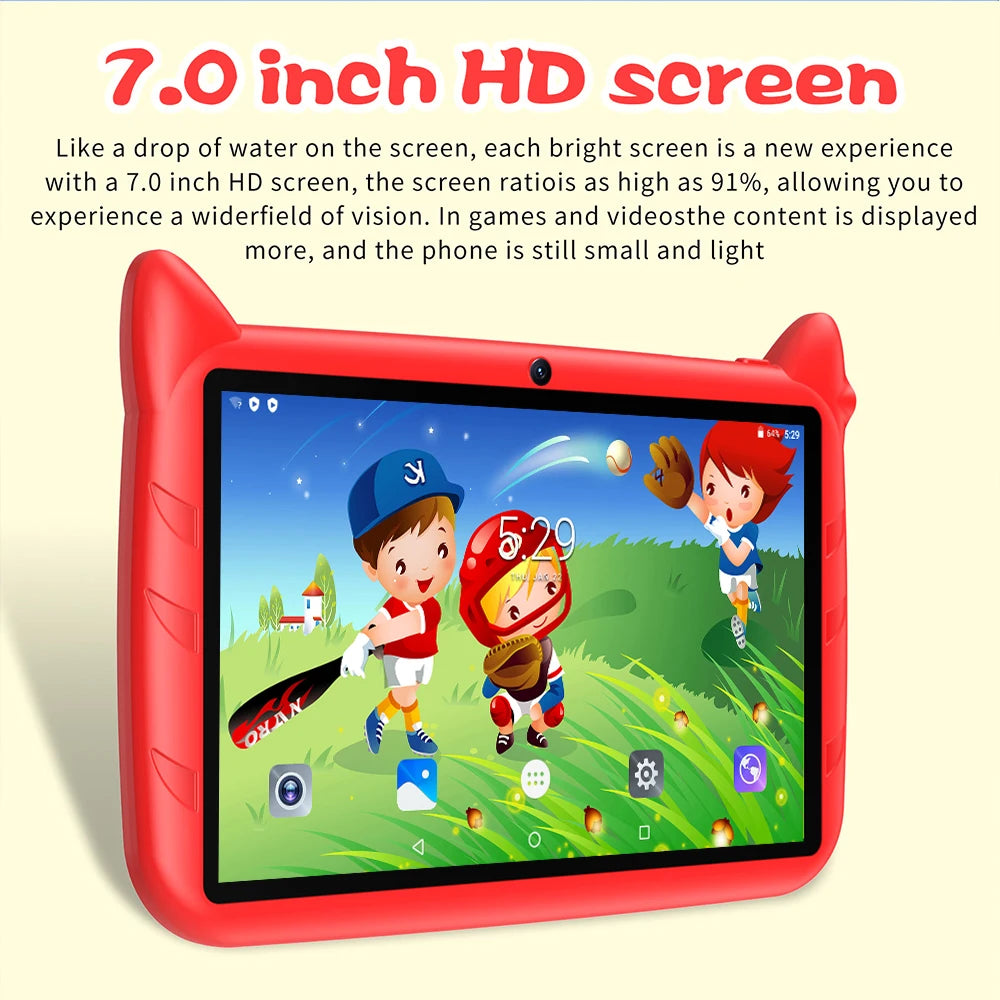 Tableta educativa de 7 pulgadas para niños, dispositivo con WiFi 5G, cuatro núcleos, Android, 4GB de RAM, 64GB de ROM, regalo