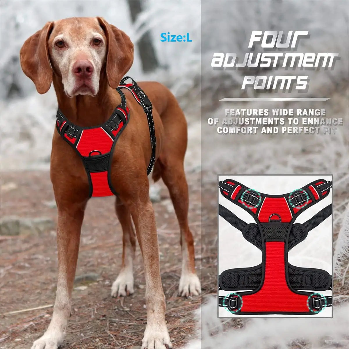 Heavy Duty Reflective Dog Harness No Pull Front Clip for Large Dogs