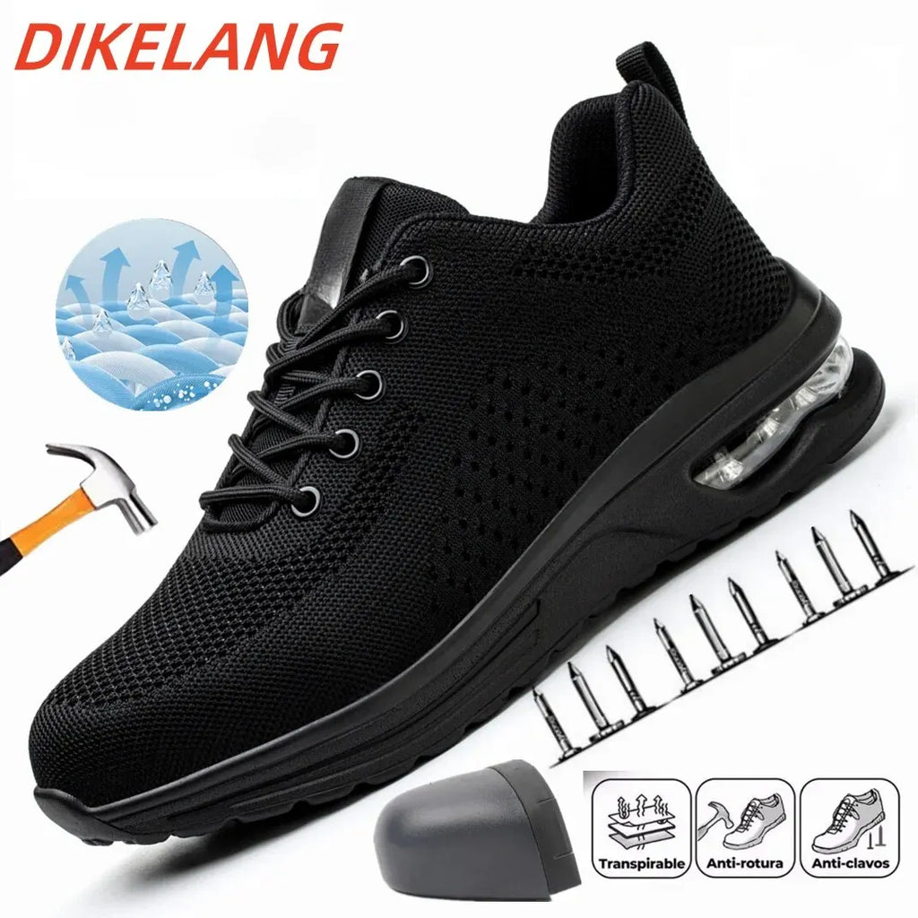 Zapatos de seguridad con amortiguación de aire para hombres y mujeres, zapatill