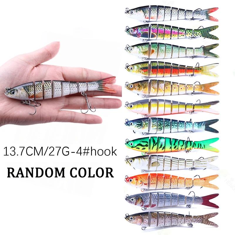 Señuelo de Pesca multiarticulado, cebo segmentado biónico de hundimiento lento, aparejos oscilantes para Pesca de lubina de agua dulce y salada, 10/8/5/3/1 piezas