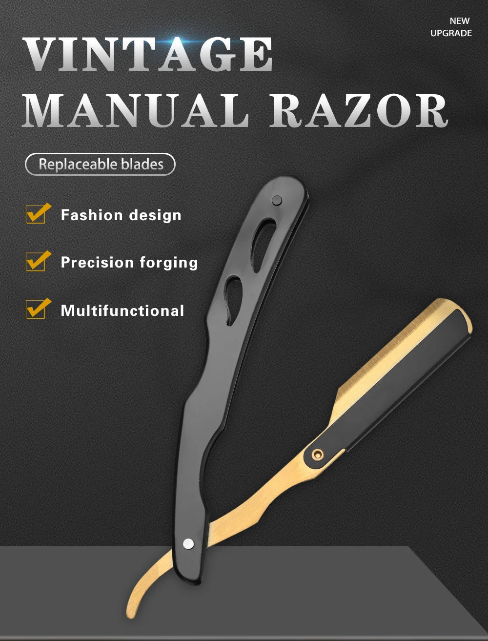 Barbertop-maquinilla de afeitar recta para hombre, navaja de barbero Manual clásica, cuchillo plegable, herramienta de peluquería de acero inoxidable, nuevo