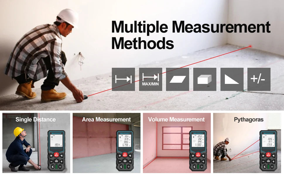 MILESEEY-medidor laser distancia ,Medidor de distancia láser X5 X6,metro digital láser, cinta métrica de alta precisión de 40M 60M 80M 100M, regla electrónica de medición múltiple, entrega en 3-10 días