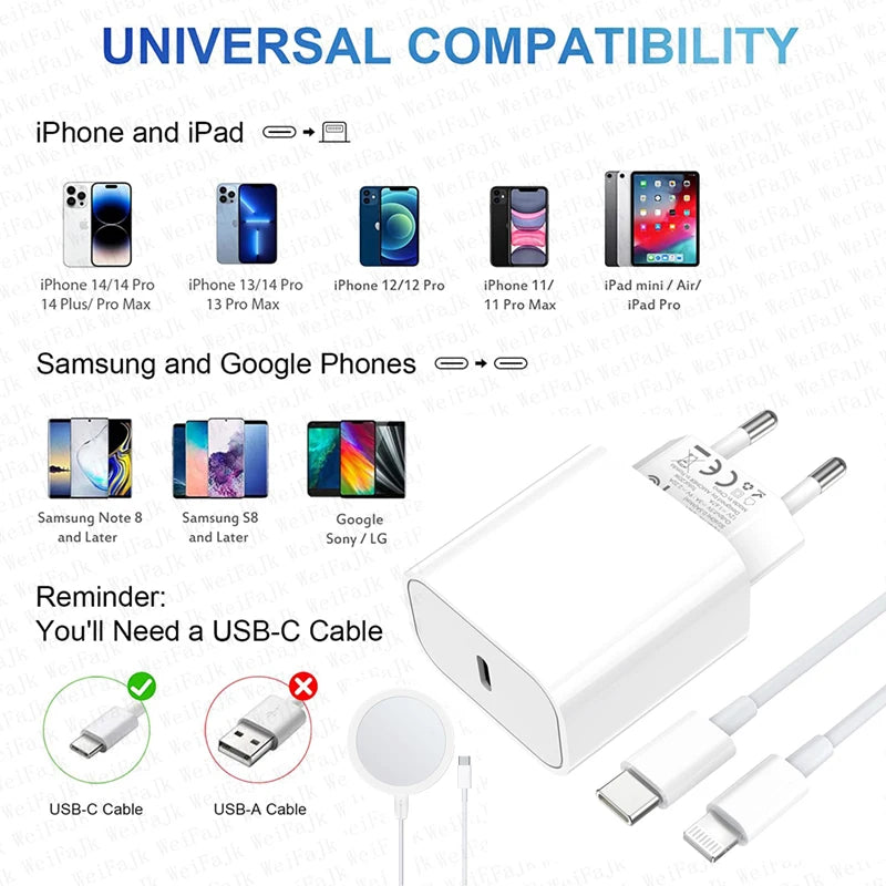 Apple Original Magsafe Cargador Inalámbrico Para iPhone 15 14 13 12 11 Pro Max SE Mini X XS XR 8 Plus de Carga Rápida Tipo C Cable Relámpago