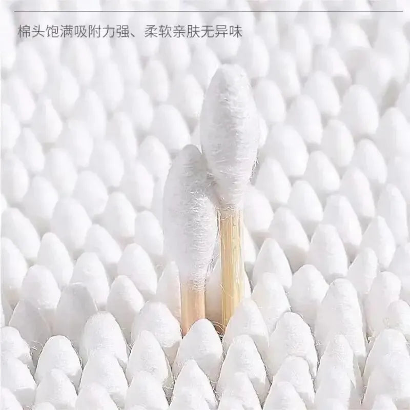 200 Pieces Double Ended Wooden Cotton Swabs Makeup Cleaning 