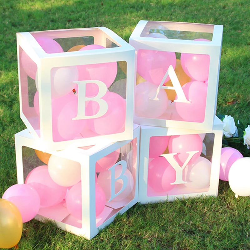 Transparent Letter Balloons Box Baby Shower Birthday Decoration 