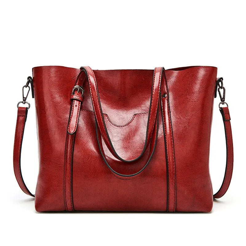 Bolsos de hombro de cuero con cera de aceite para mujer, bolso cruzado Vintage,