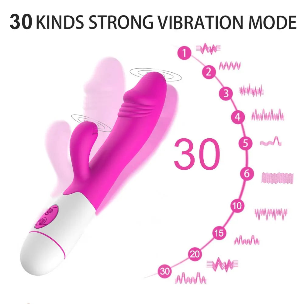 30 Speed ​​Dual Motor Rabbit Vibrator Silicone Sex Toy for Women 