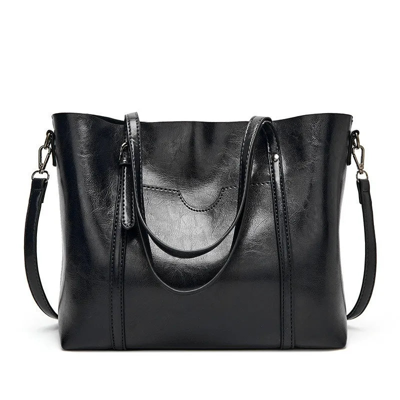 Bolsos de hombro de cuero con cera de aceite para mujer, bolso cruzado Vintage,