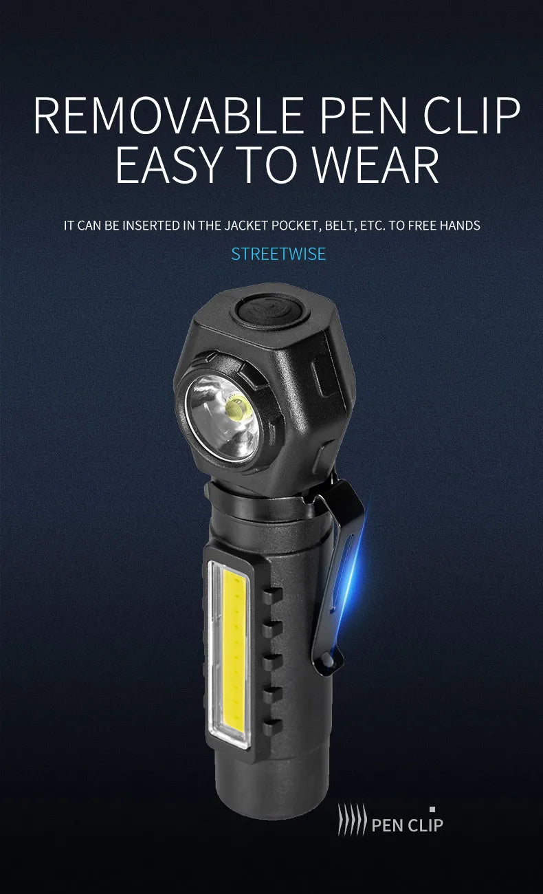Linterna frontal LED superbrillante recargable con cuentas COB XPE e imán trase