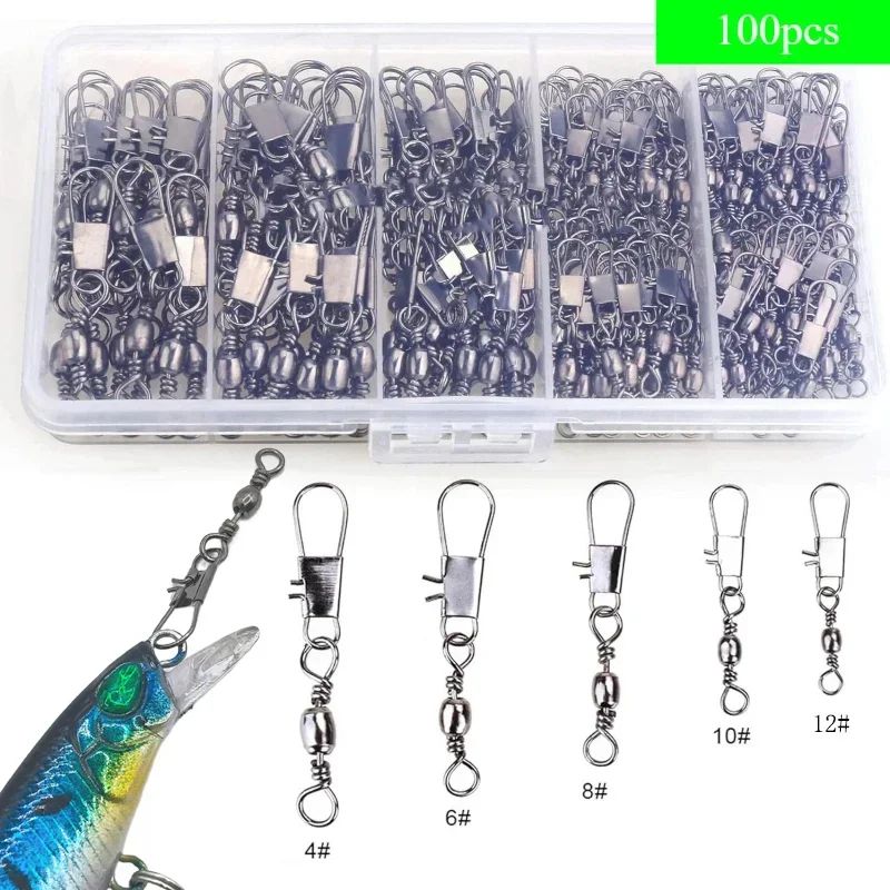 100 piezas de conectores de pesca y pequeños accesorios de pesca.