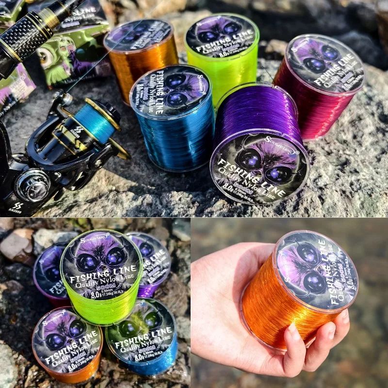 Línea de pesca de nailon Sougayilang, 100m, 500m, línea monofilamento japonesa súper fuerte, arrastre máximo 7-38LB, línea de carpa de agua dulce y salada