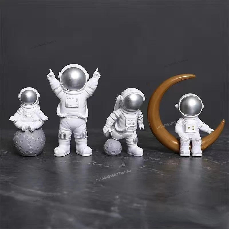 Figura de astronauta de 4 piezas para niños, escultura de astronauta, juguete educativo para escritorio, decoración del hogar, modelo de astronauta para regalo