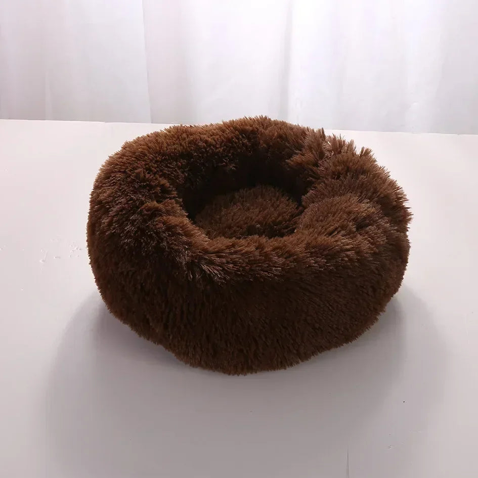 Super Soft Round Pet Bed Long Plush Dog House for Medium Dogs 