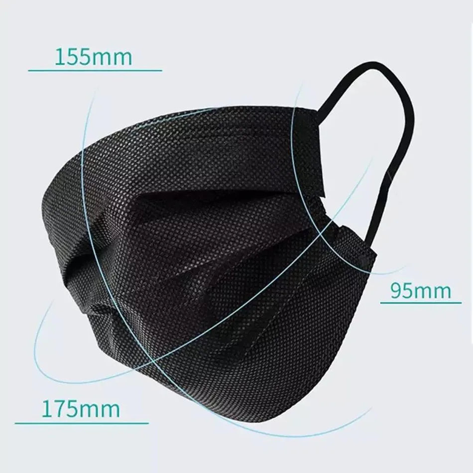 Certified Surgical Mask for Adults, Black, Pack of 10 