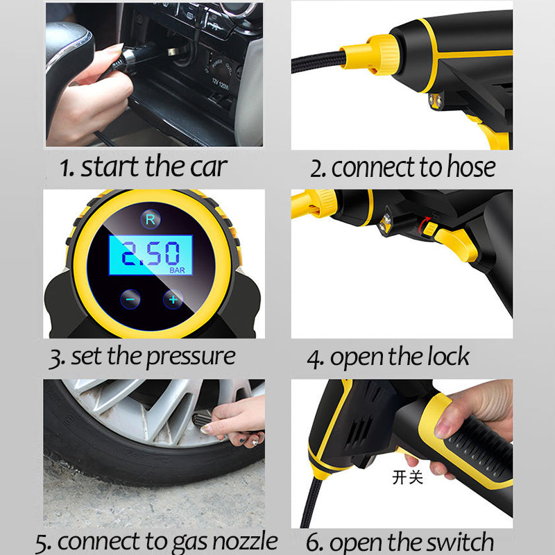 Bomba de compresor de aire inteligente para coche, portátil, automática, Digit