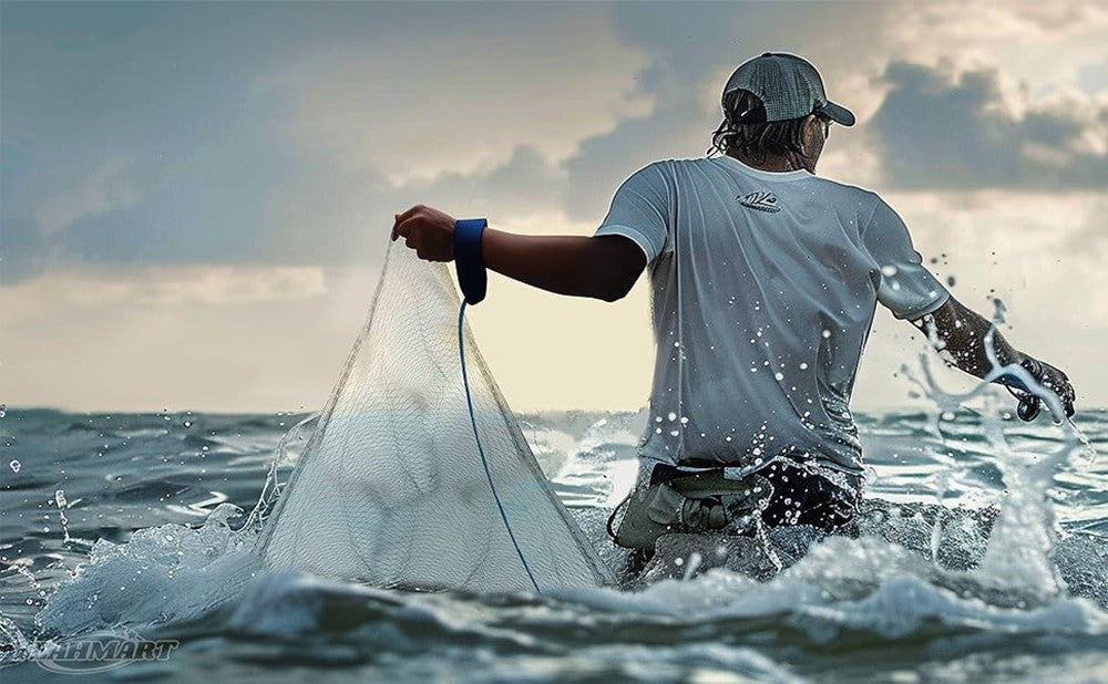 Red de pesca de agua salada americana para trampa de cebo, redes de fundición de radio de 3/4/5/6/7/8/9/10 pies con peso de plomo de Zinc resistente