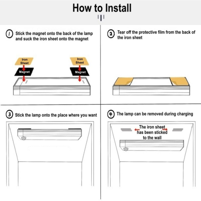 Barra de luz LED con Sensor de movimiento recargable