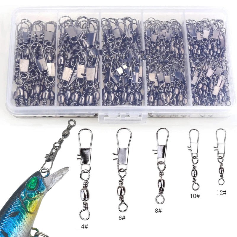 100 piezas de conectores de pesca y pequeños accesorios de pesca.