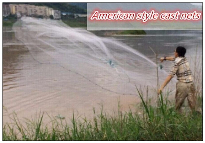 Red de pesca de 1,2-3,6 m con plomo ni sin plomo, redes fundidas de EE. UU., lanzamiento manual de agua, red de peces con mosca, herramienta de rejilla pequeña