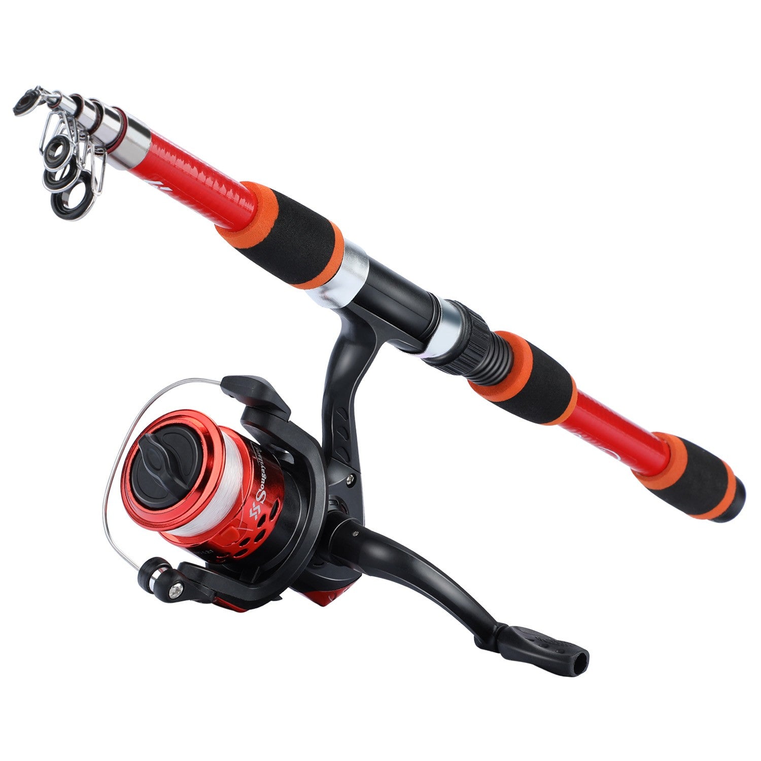 Sougayilang caña de pescar giratoria y carrete Combo1.8M caña telescópica con 5,2: 1 3BB carrete de pesca arrastre máximo 5kg Kit de pesca completo