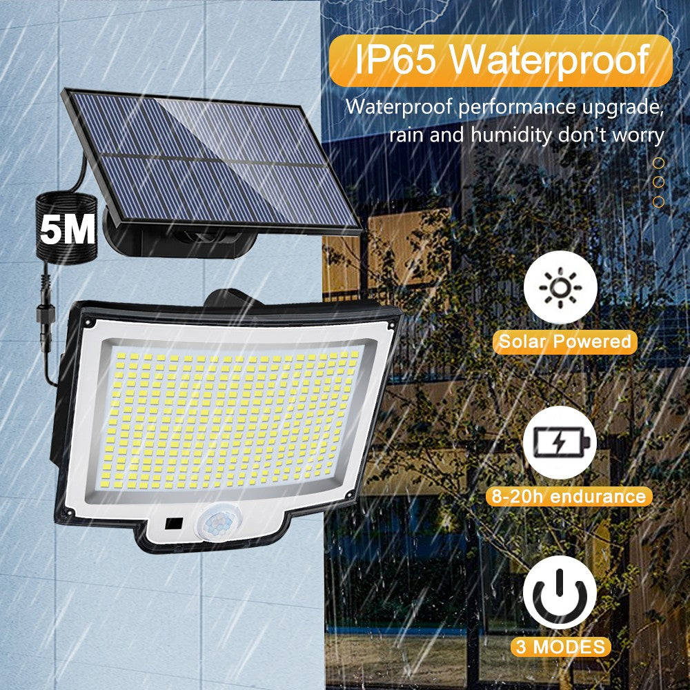 Luz Solar para exteriores, 328/348 LED, Sensor de movimiento superbrillante integrado, gran potencia, IP65, resistente al agua, 3 modos de trabajo, pared de jardín