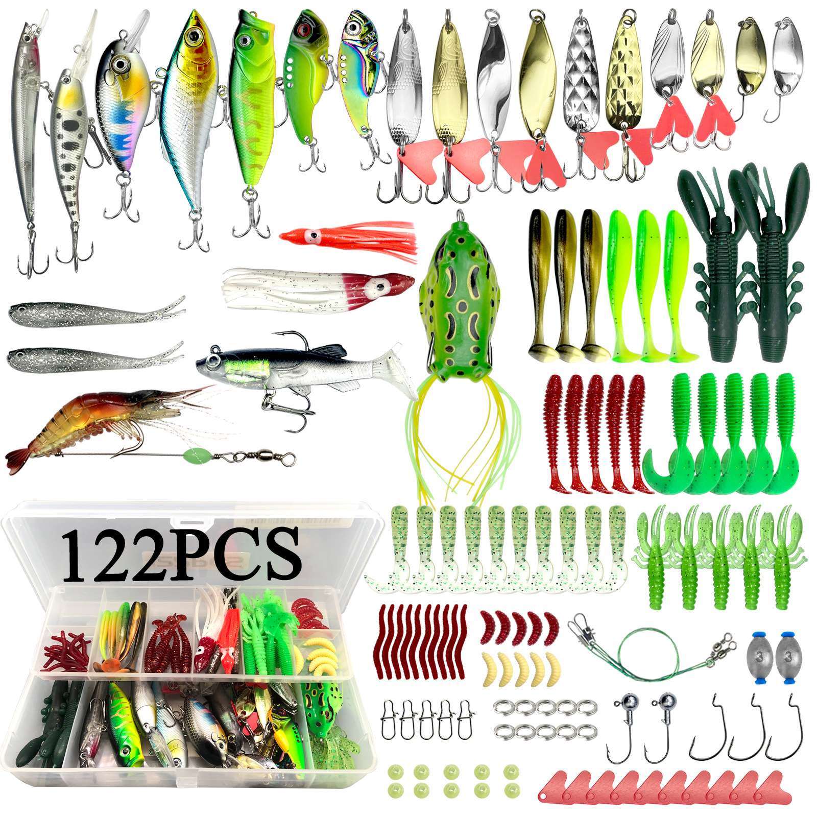 78/122/284 Uds Kit de Señuelos de Pesca para aparejos de cebo Topwater Kit de aparejos para lubina trucha salmón accesorios de pesca