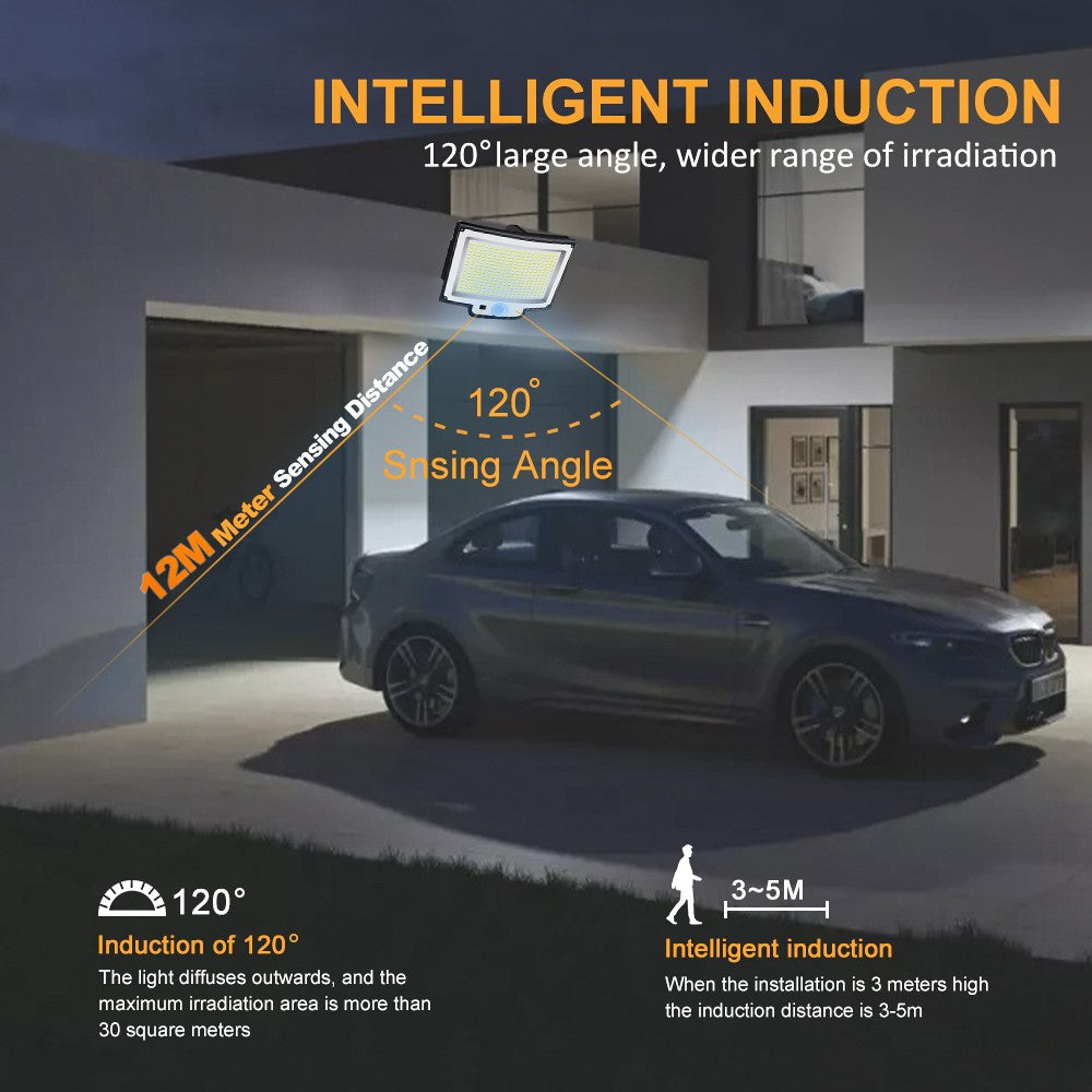 Luz Solar para exteriores, 328/348 LED, Sensor de movimiento superbrillante integrado, gran potencia, IP65, resistente al agua, 3 modos de trabajo, pared de jardín