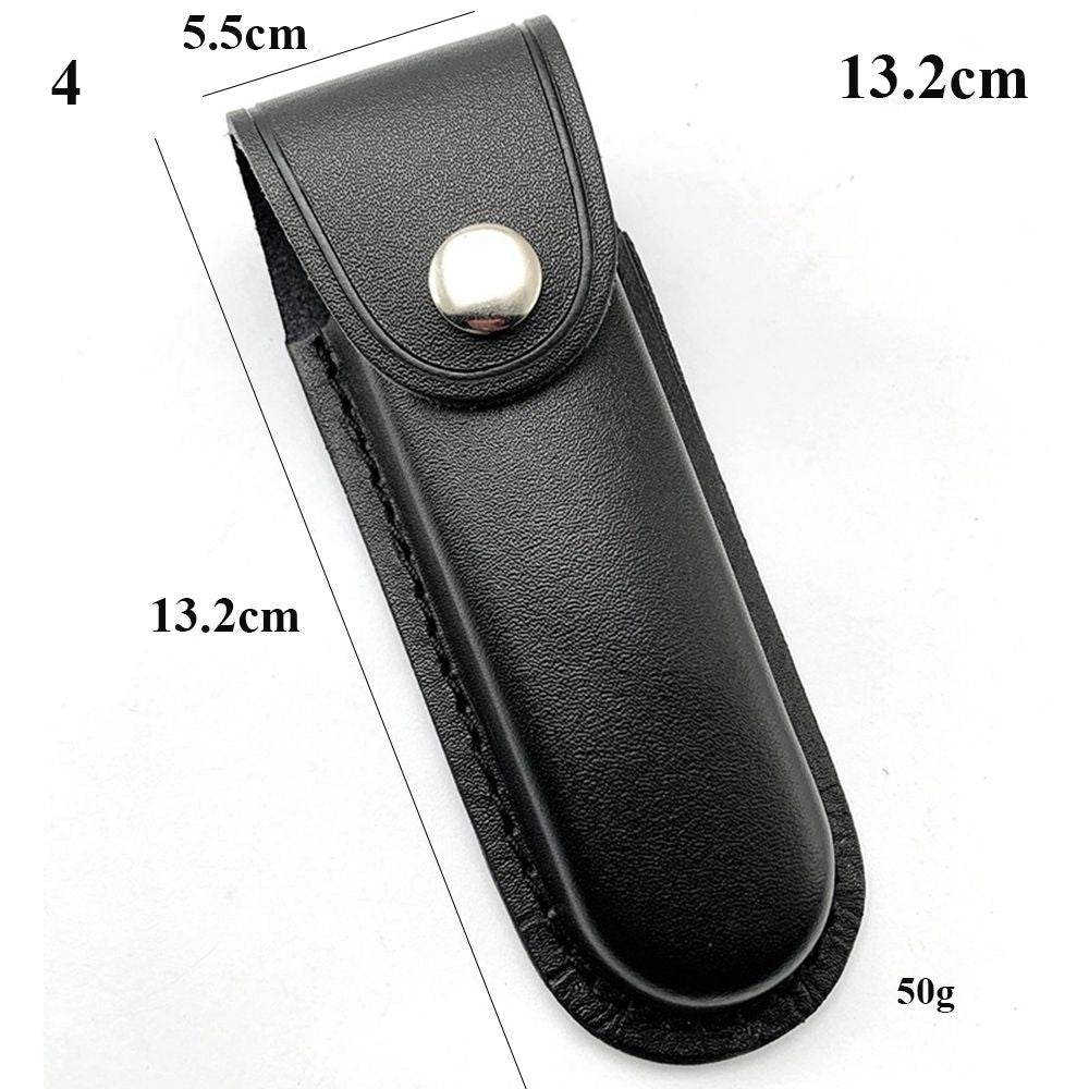 Funda para cuchillo plegable marrón, herramienta para linterna, cinturón, estuche protector, Funda de cuero, bolsillo, caza, campamento, equipo de transporte al aire libre