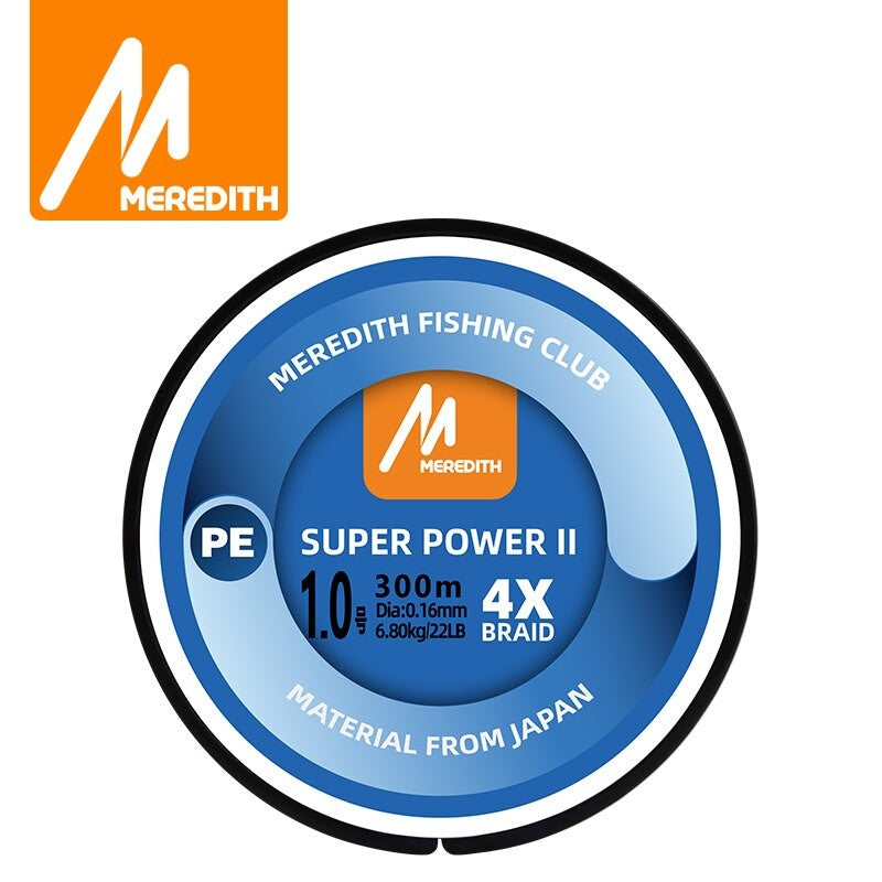 MEREDITH-línea de pesca trenzada de PE, 4 hebras, 300M, 15-80lb, sedal de pesca suave multifilamento para señuelo de pesca