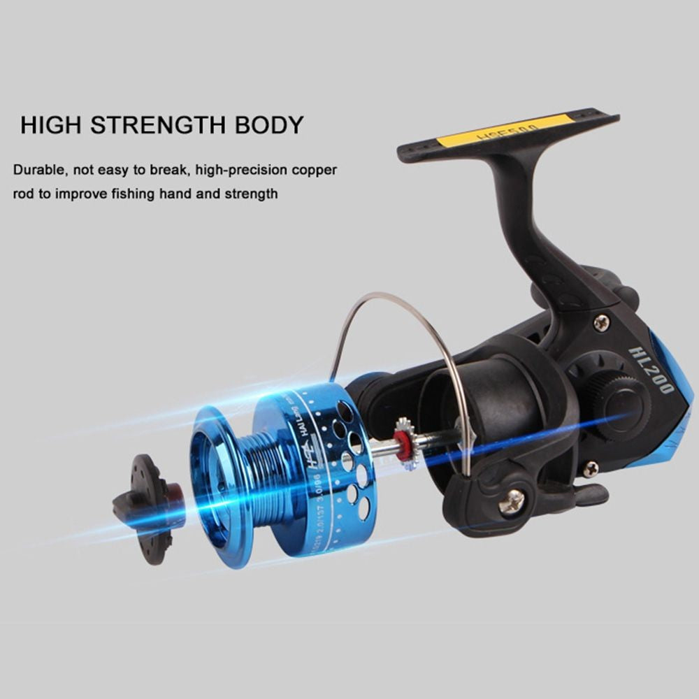 Ruedas de arrastre portátiles, carrete de pesca ultraligero, relación de engranaje 5,2: 1, carrete giratorio con sedal de pesca de 60m, suministros de pesca
