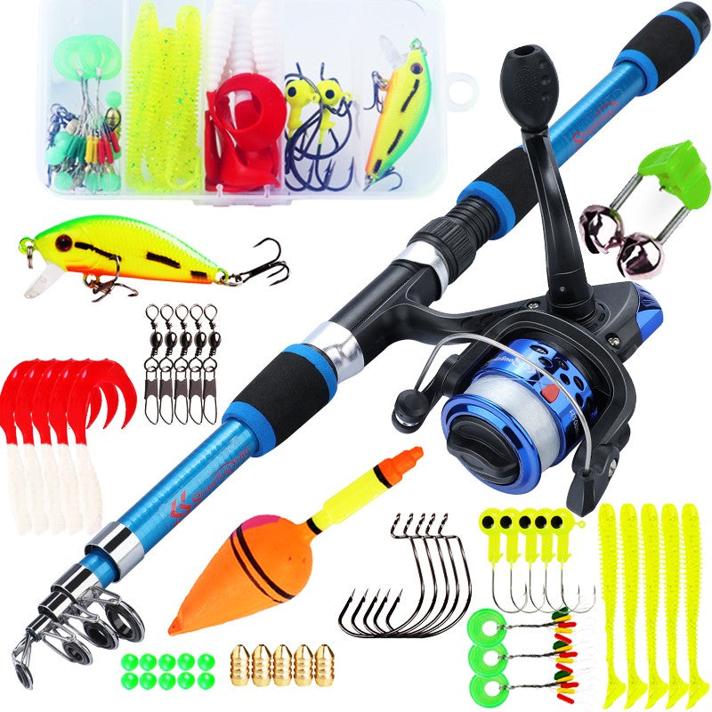 Sougayilang caña de pescar giratoria y carrete Combo1.8M caña telescópica con 5,2: 1 3BB carrete de pesca arrastre máximo 5kg Kit de pesca completo
