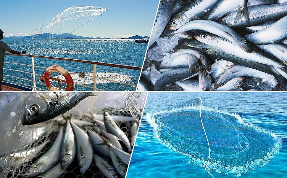 Red de pesca de agua salada americana para trampa de cebo, redes de fundición de radio de 3/4/5/6/7/8/9/10 pies con peso de plomo de Zinc resistente