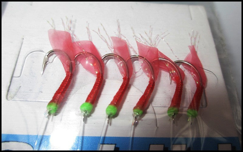 Paquete de 5 aparejos de cebo Wobbler Sabiki y anzuelos de pesca de frijol luminosos, aparejos que brillan en la oscuridad para agua salada con mosca oceánica
