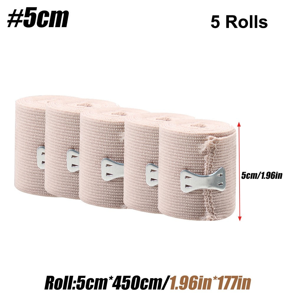 Vendaje de compresión elástico de 5 rollos con ganchos, cinta de soporte deportivo atlético para tobillo, muñeca, brazo, esguinces de piernas, medida de primeros auxilios