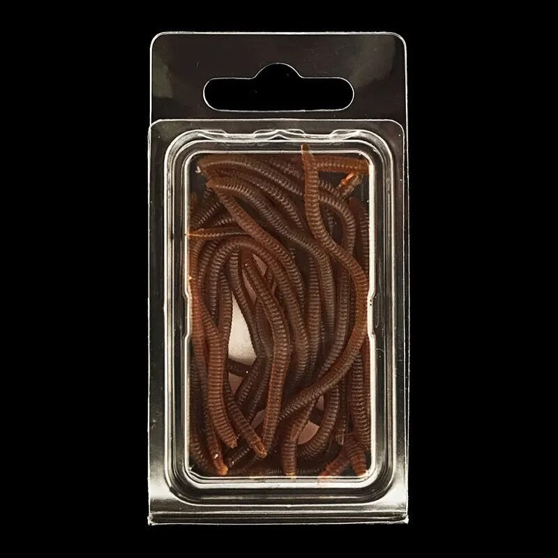 BURLE-Señuelos blandos rojos con olor a pescado realista, simulación de lombriz de tierra, gusanos rojos, señuelos de pesca artificiales