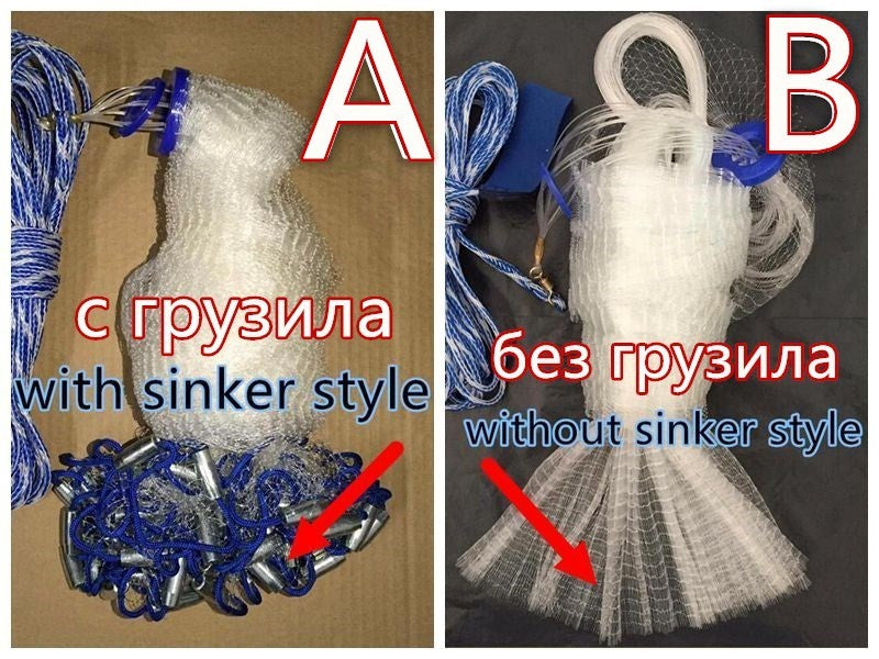 Red de pesca de 1,2-3,6 m con plomo ni sin plomo, redes fundidas de EE. UU., lanzamiento manual de agua, red de peces con mosca, herramienta de rejilla pequeña