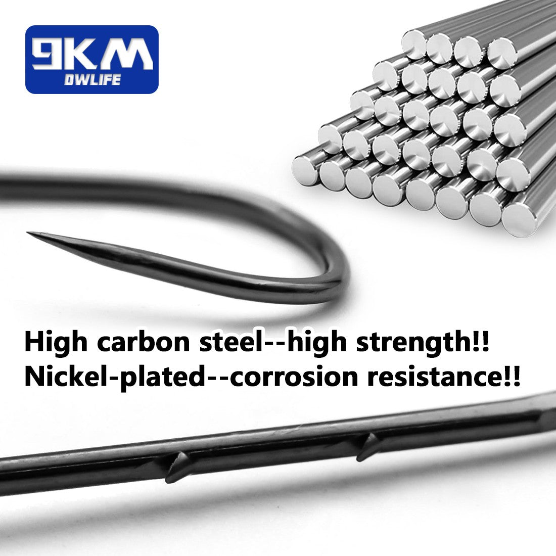 Anzuelos de pesca Baitholder de 9KM, anzuelo de pico de vástago largo con púas de mar, soporte para cebo vivo, anzuelos de gusano de pesca, accesorios de agua salada, aparejos