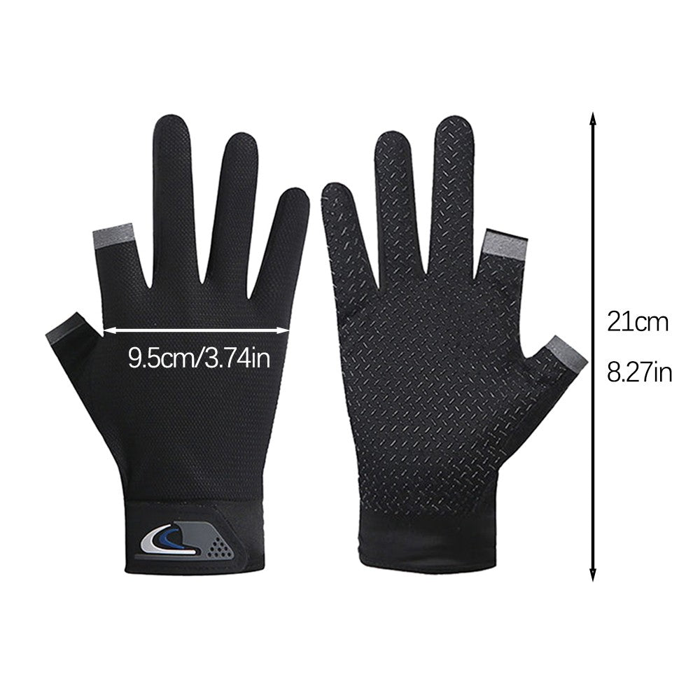 Guantes de pesca de verano para hombre y mujer, guantes de pesca transpirables con corte de dos dedos para pantalla táctil, antideslizantes, a prueba de sol, para ciclismo y Fitness